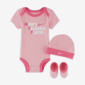 Nike  NN0560-A8F Baby Bodysuit, Hat & Booties Set